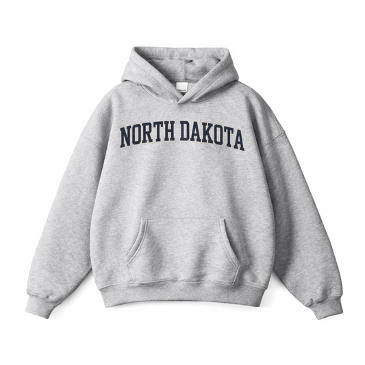Collection 1 North Dakota Oversize Fleeced Hoodie - Flower Gray front