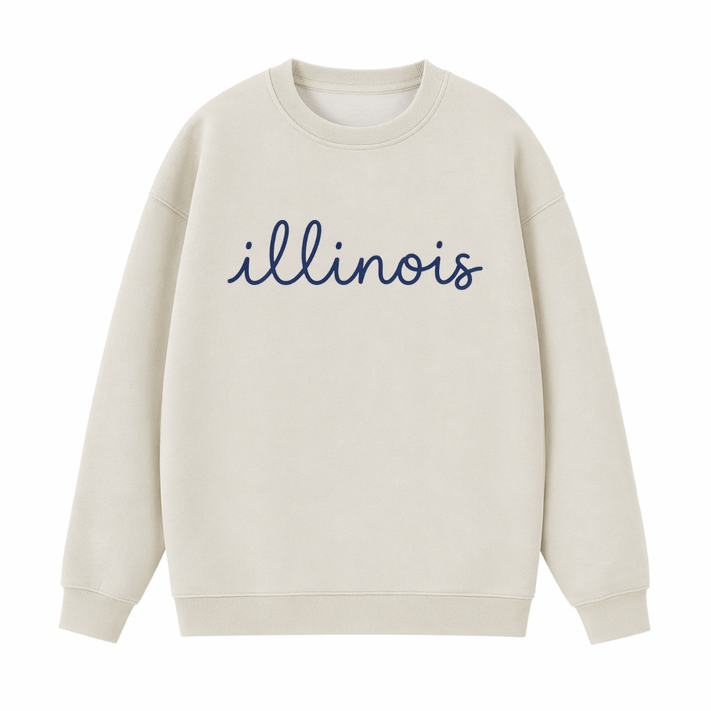 Collection 3 Illinois Essential Heavyweight Crewneck Sweatshirt - Cream front
