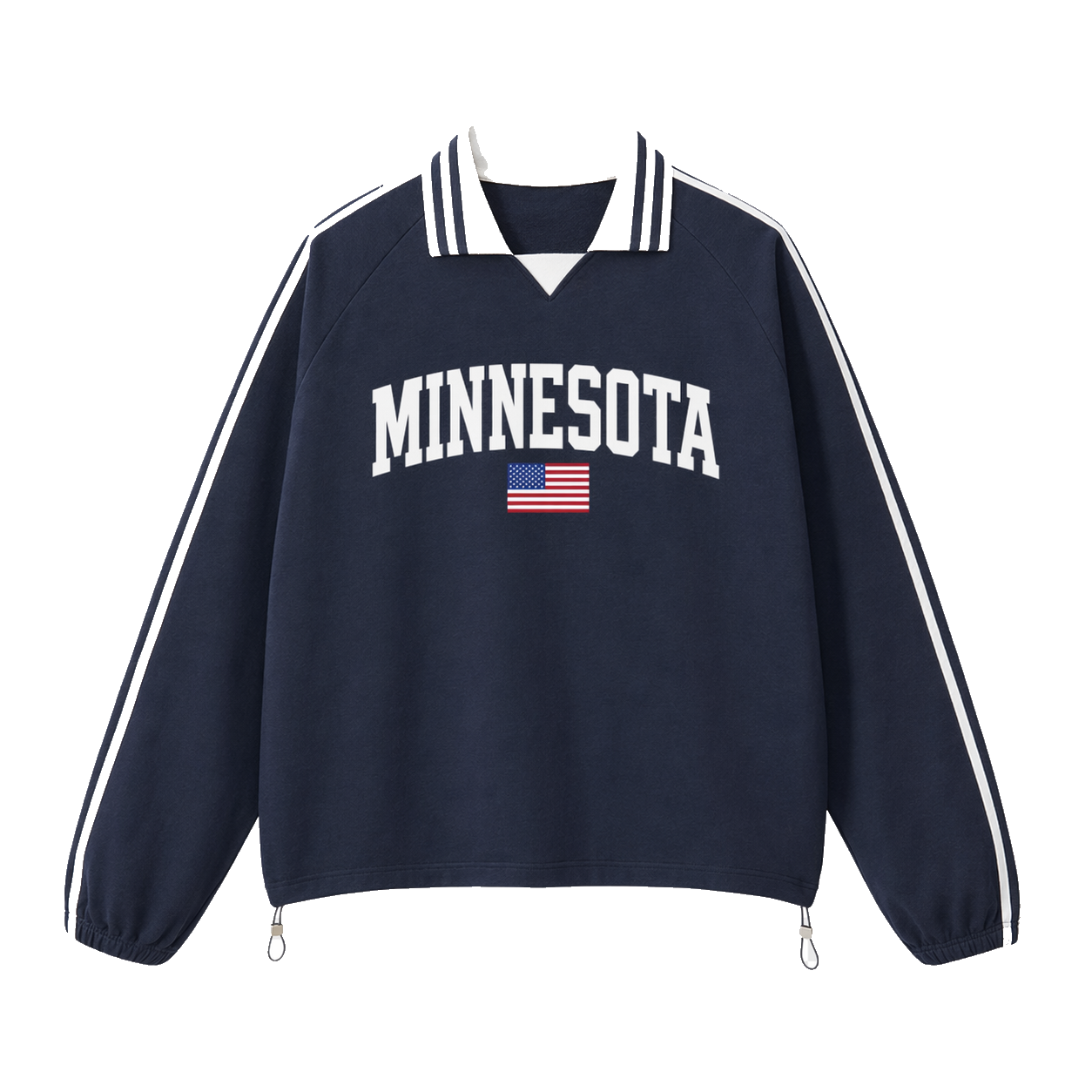 Collection 2 Minnesota Contrast Striped Lapel Collar Sweatshirt - Royal Blue front