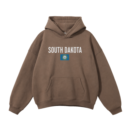 Collection 7 South Dakota Oversize Fleeced Hoodie - Brown front