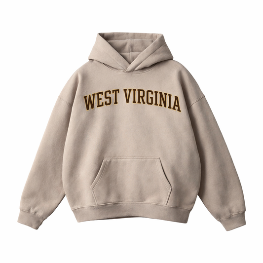 Collection 1 West Virginia Oversize Fleeced Hoodie - Gray Apricot front