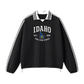 Collection 8 Idaho Contrast Striped Lapel Collar Sweatshirt - Black front