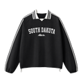 Collection 9 South Dakota Contrast Striped Lapel Collar Sweatshirt - Black front