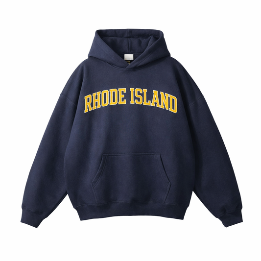 Collection 1 Rhode Island Oversize Fleeced Hoodie - Navy Blue front