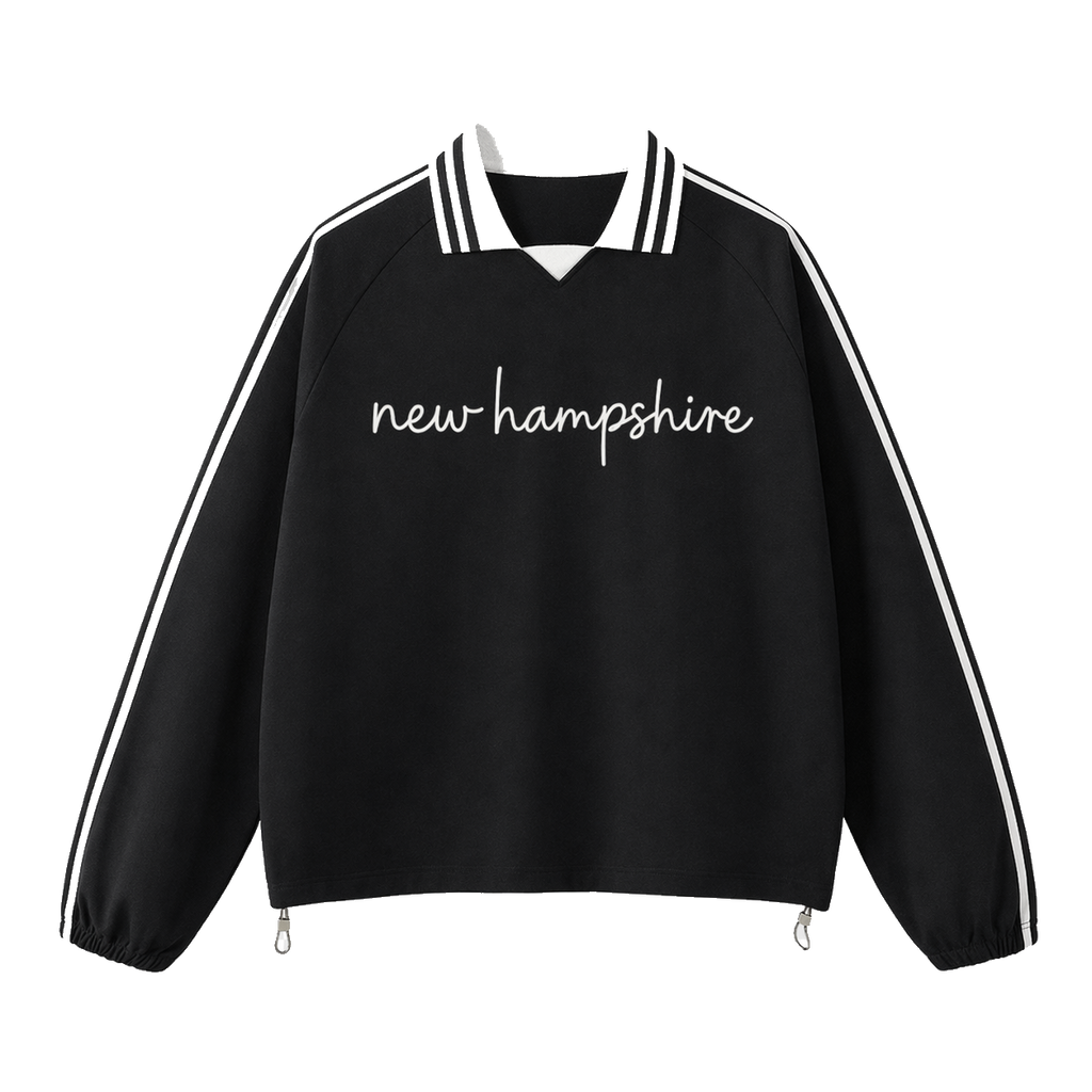 Collection 3 New Hampshire Contrast Striped Lapel Collar Sweatshirt - Black front