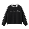 Collection 3 New Hampshire Contrast Striped Lapel Collar Sweatshirt - Black front