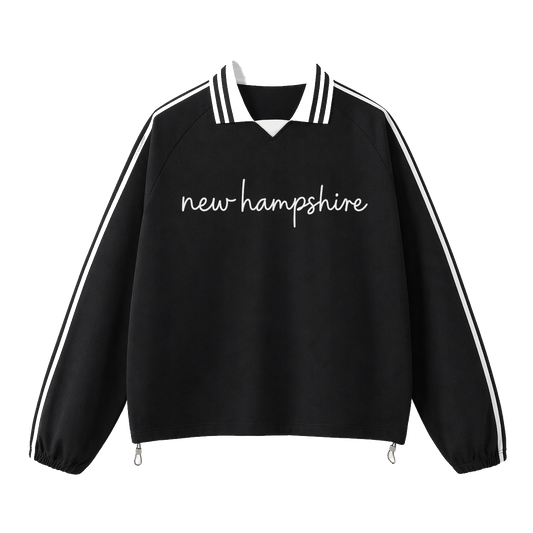 Collection 3 New Hampshire Contrast Striped Lapel Collar Sweatshirt - Black front