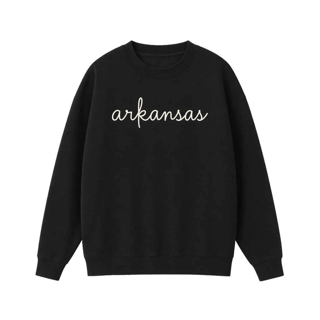 Collection 3 Arkansas Essential Heavyweight Crewneck Sweatshirt - Black front