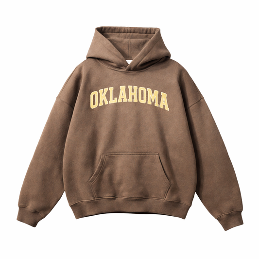 Collection 1 Oklahoma Oversize Fleeced Hoodie - Brown front