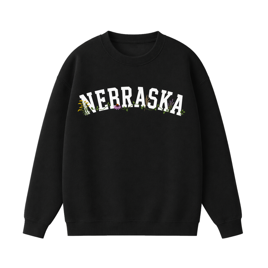 Collection 10 Nebraska Essential Heavyweight Crewneck Sweatshirt - Black front