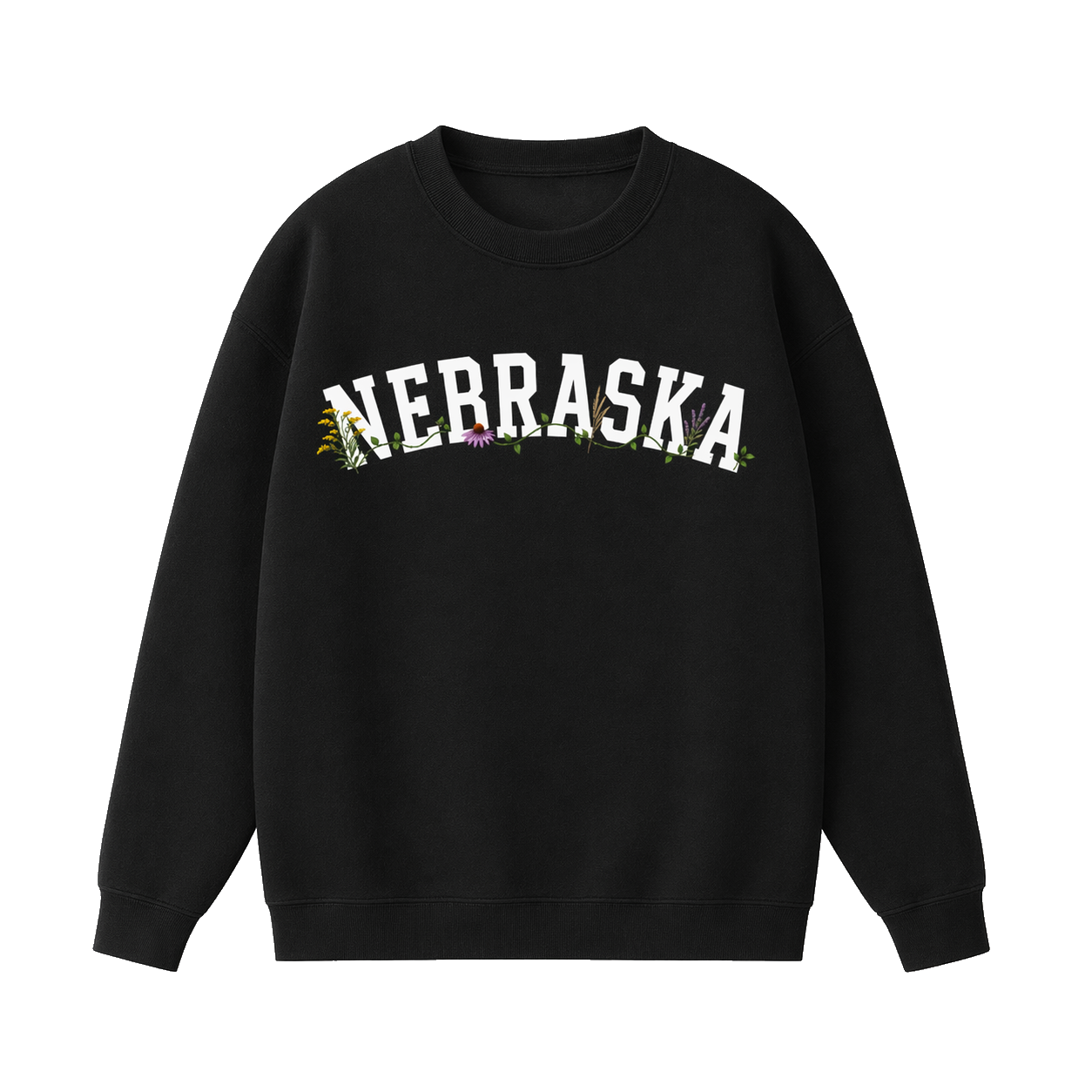 Collection 10 Nebraska Essential Heavyweight Crewneck Sweatshirt - Black front