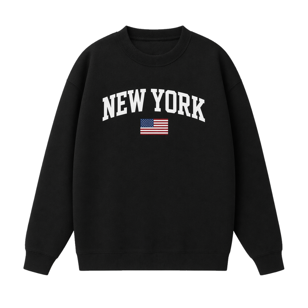Collection 2 New York Essential Heavyweight Crewneck Sweatshirt - Black front