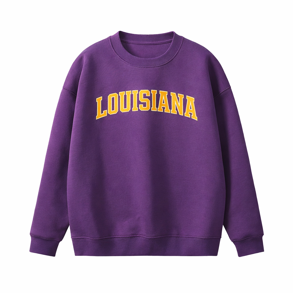 Collection 1 Louisiana Essential Heavyweight Crewneck Sweatshirt - Purple front