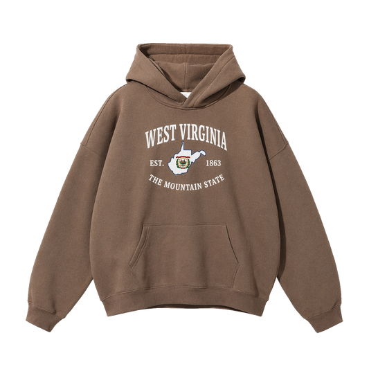 Collection 8 West Virginia Oversize Fleeced Hoodie - Brown front