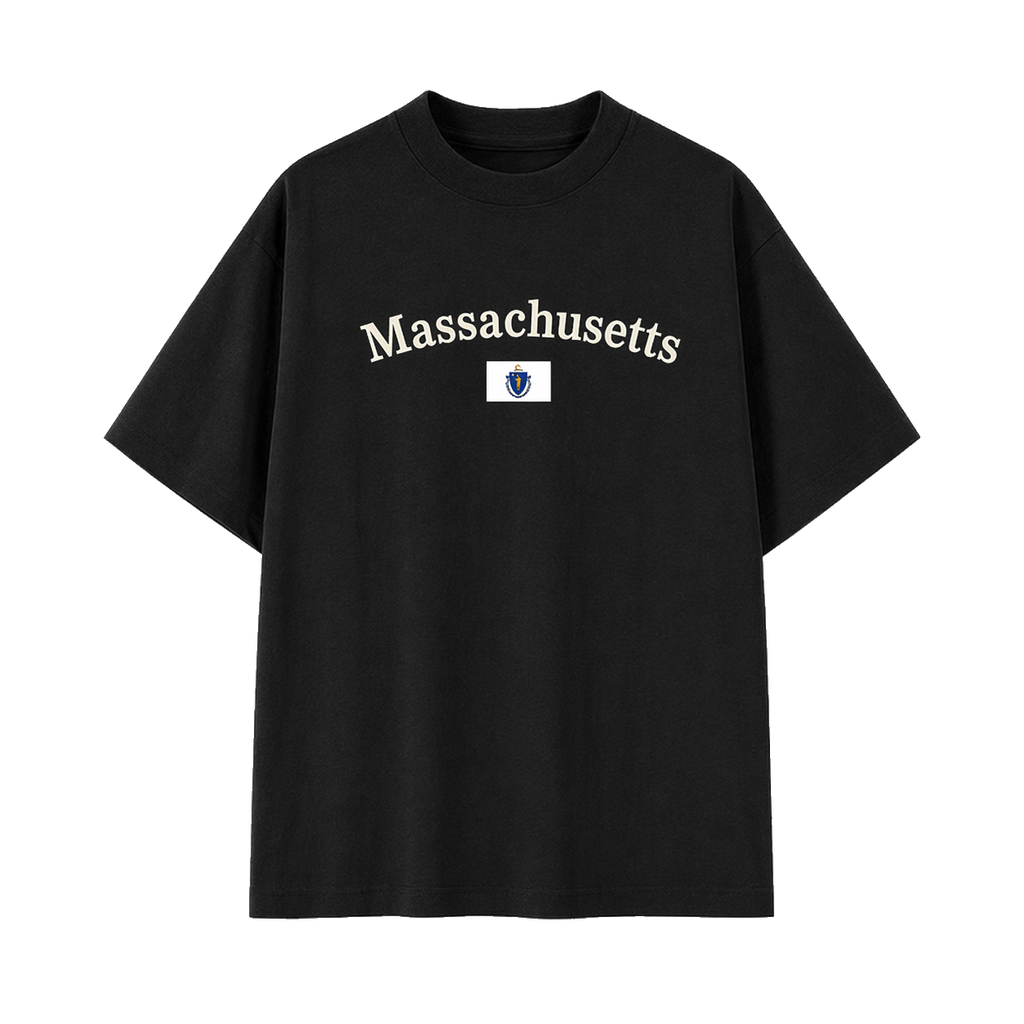 Collection 6 Massachusetts Essential Cotton T-Shirt - Black front