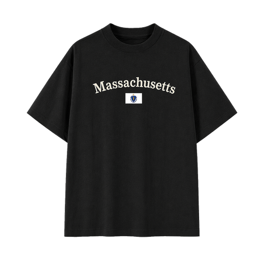 Collection 6 Massachusetts Essential Cotton T-Shirt - Black front