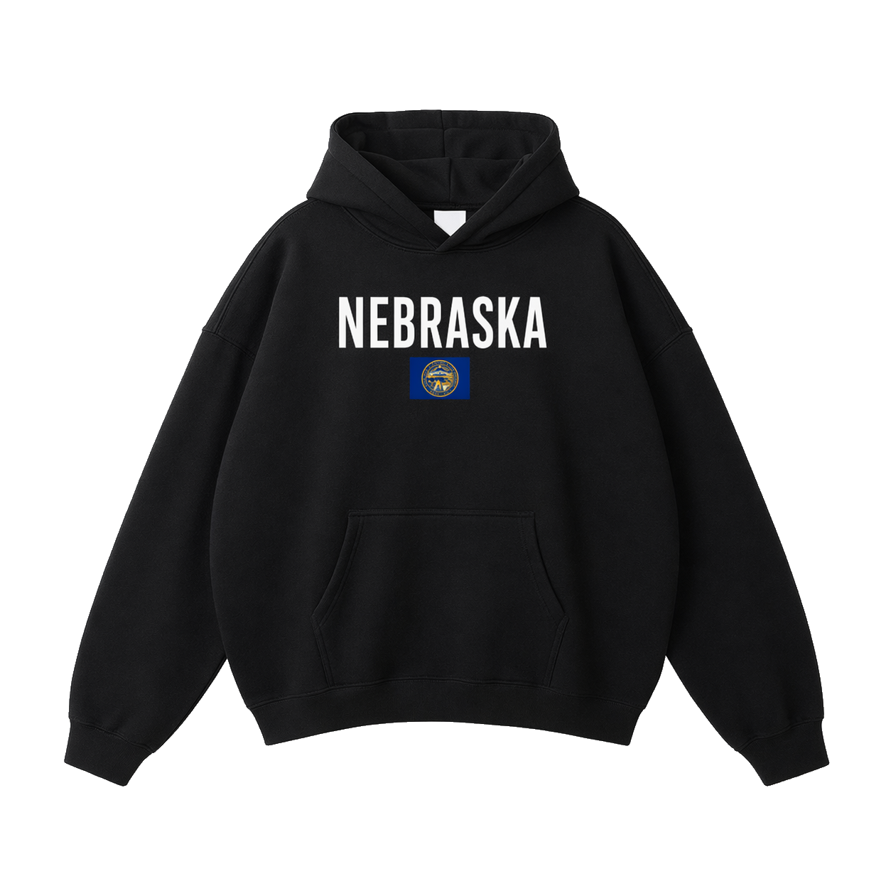 Collection 7 Nebraska Oversize Fleeced Hoodie - Black front