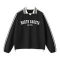 Collection 9 North Dakota Contrast Striped Lapel Collar Sweatshirt - Black front
