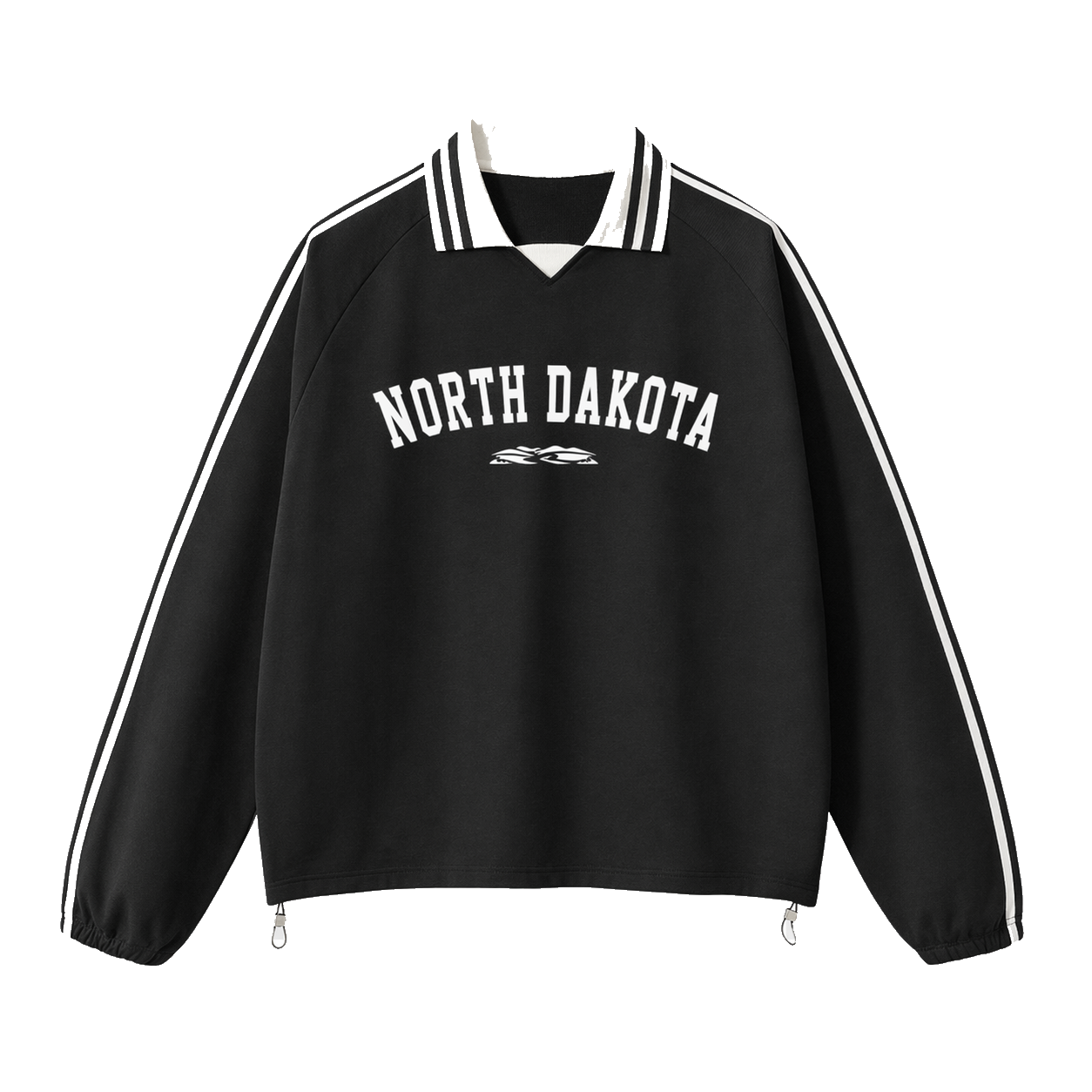 Collection 9 North Dakota Contrast Striped Lapel Collar Sweatshirt - Black front