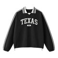 Collection 4 Texas Contrast Striped Lapel Collar Sweatshirt - Black front
