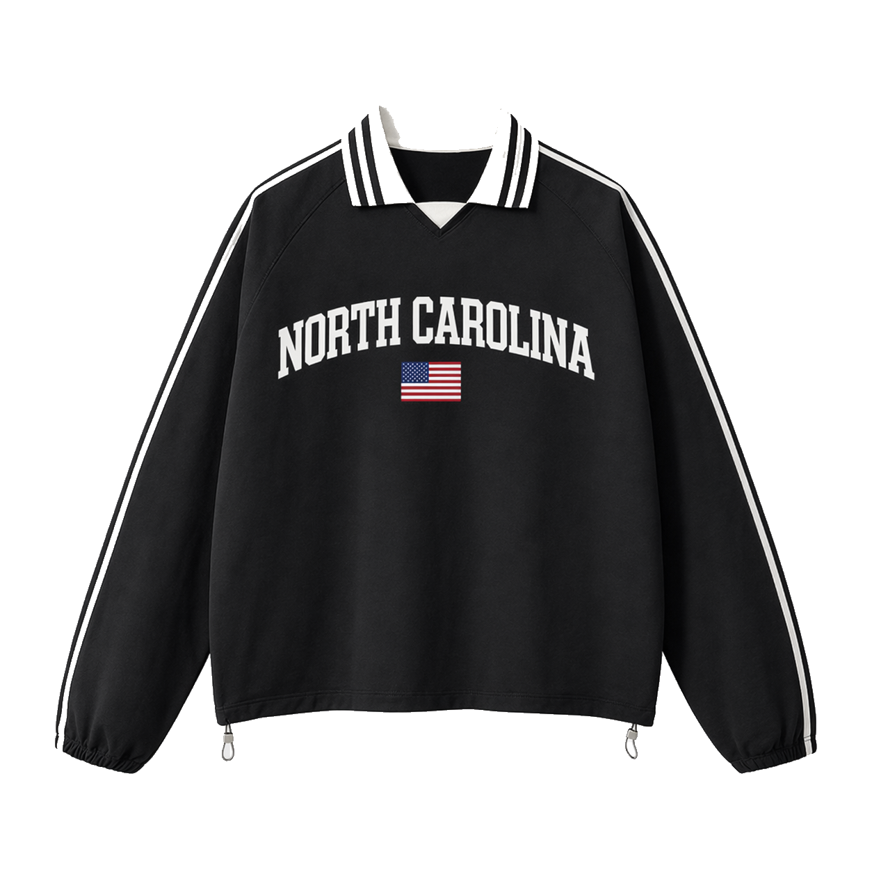 Collection 2 North Carolina Contrast Striped Lapel Collar Sweatshirt - Black front