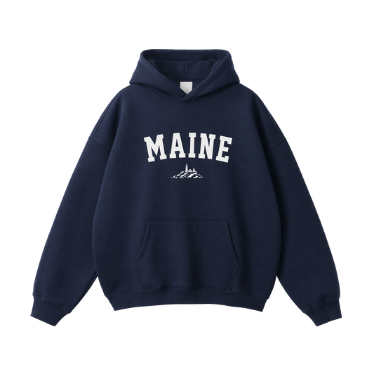 Collection 9 Maine Oversize Fleeced Hoodie - Navy Blue front
