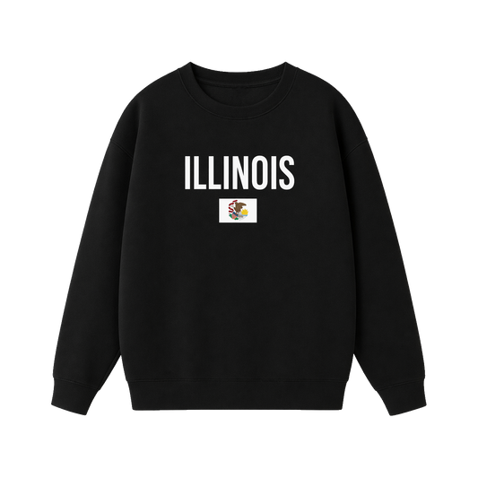 Collection 7 Illinois Essential Heavyweight Crewneck Sweatshirt - Black front