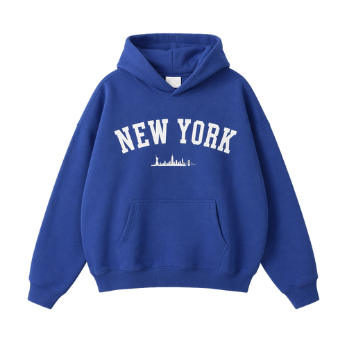 Collection 9 New York Oversize Fleeced Hoodie - Klein Blue front