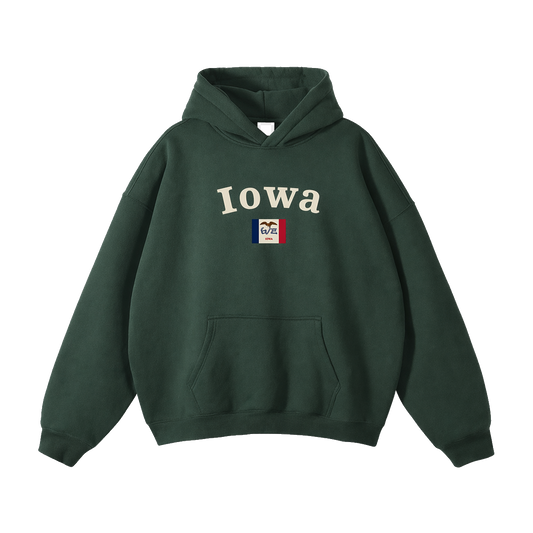 Collection 6 Iowa Oversize Fleeced Hoodie - Eden Green front