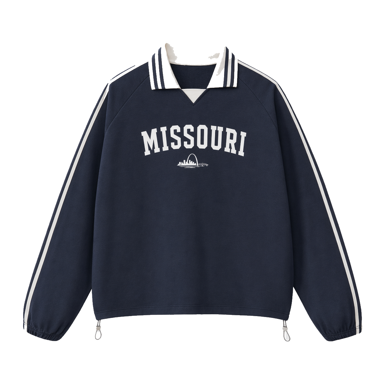 Collection 9 Missouri Contrast Striped Lapel Collar Sweatshirt - Royal Blue front