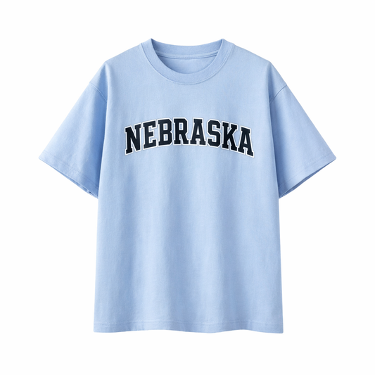 Collection 1 Nebraska Essential Cotton T-Shirt - Light Blue front