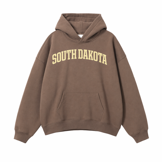 Collection 1 South Dakota Oversize Fleeced Hoodie - Brown front