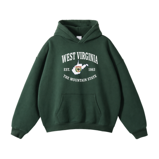 Collection 8 West Virginia Oversize Fleeced Hoodie - Eden Green front