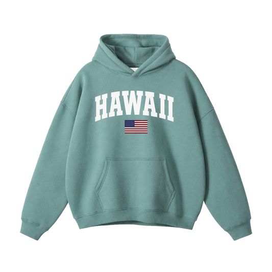 Collection 2 Hawaii Oversize Fleeced Hoodie - Medium Green front