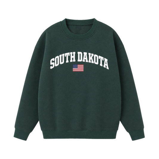 Collection 2 South Dakota Essential Heavyweight Crewneck Sweatshirt - Dark Green front
