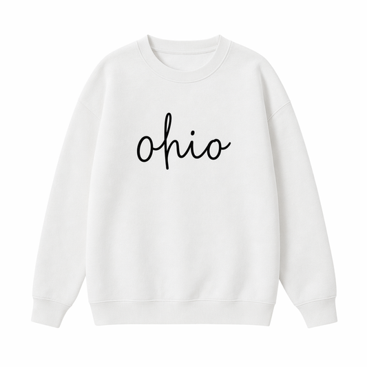 Collection 3 Ohio Essential Heavyweight Crewneck Sweatshirt - White front
