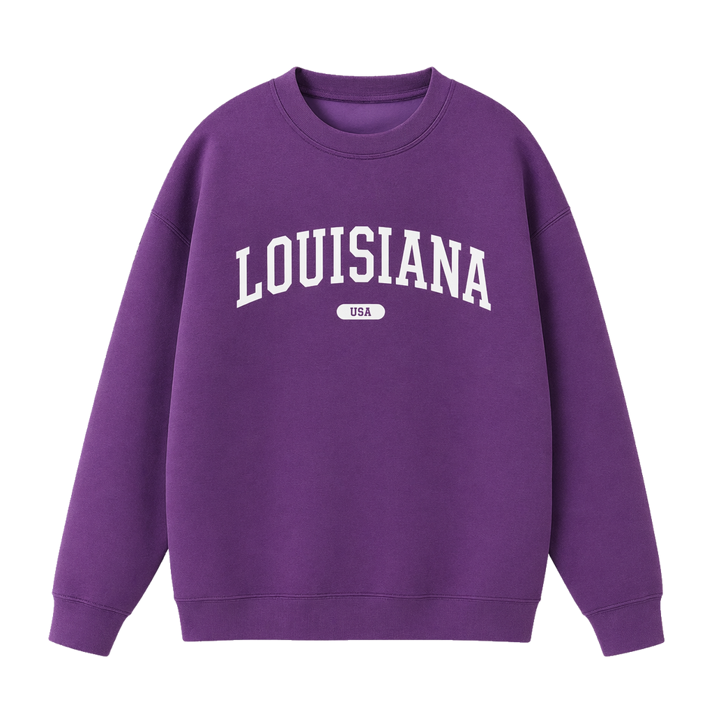 Collection 4 Louisiana Essential Heavyweight Crewneck Sweatshirt - Purple front