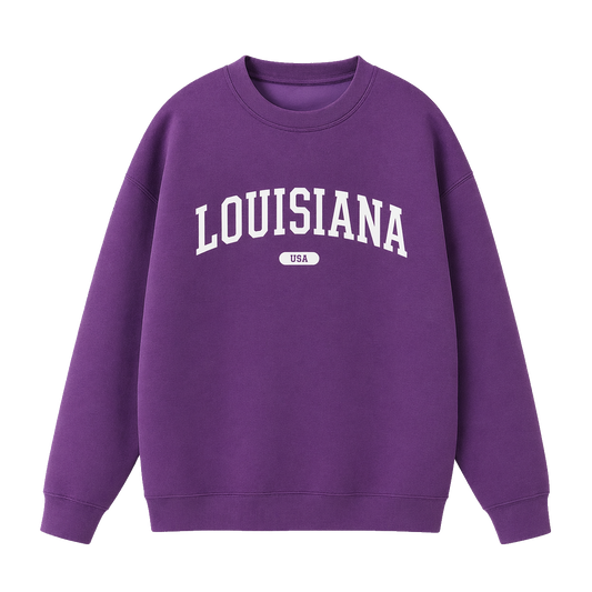 Collection 4 Louisiana Essential Heavyweight Crewneck Sweatshirt - Purple front