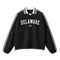 Collection 9 Delaware Contrast Striped Lapel Collar Sweatshirt - Black front