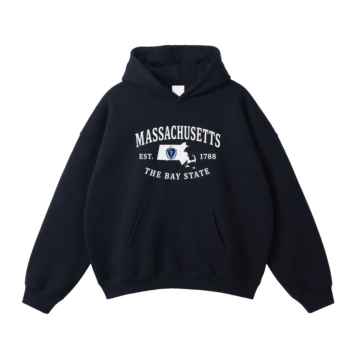 Collection 8 Massachusetts Oversize Fleeced Hoodie - Black front