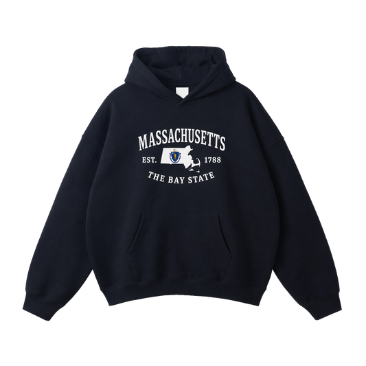 Collection 8 Massachusetts Oversize Fleeced Hoodie - Black front
