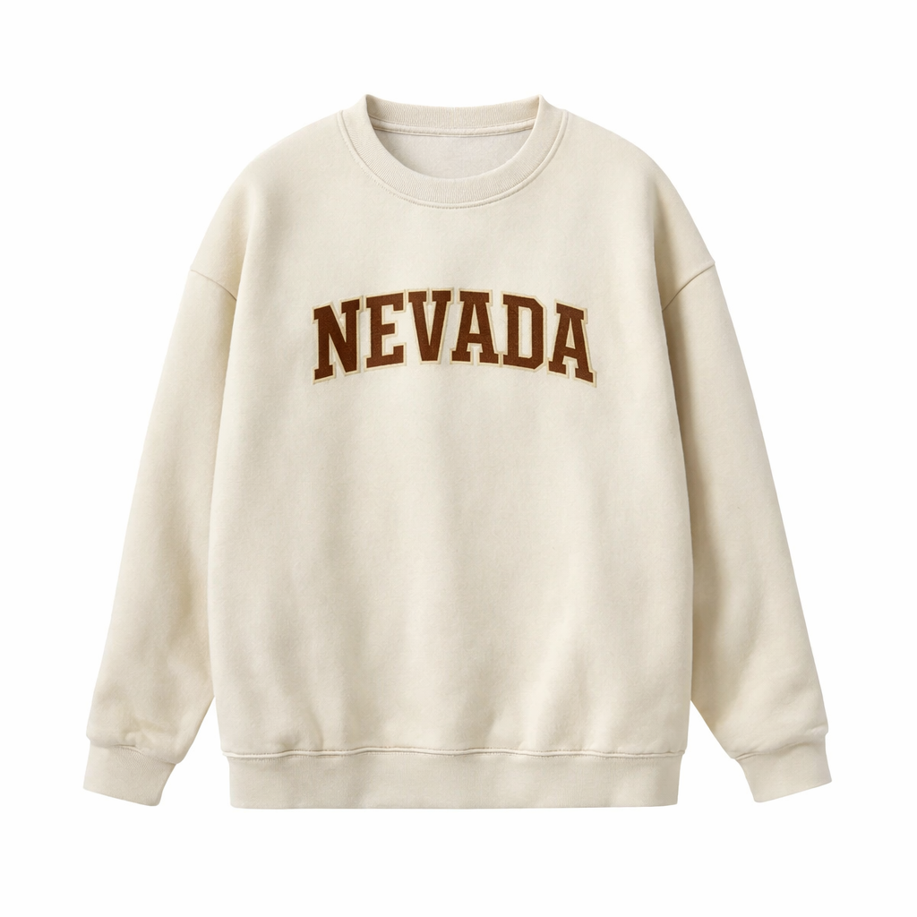 Collection 1 Nevada Essential Heavyweight Crewneck Sweatshirt - Cream front