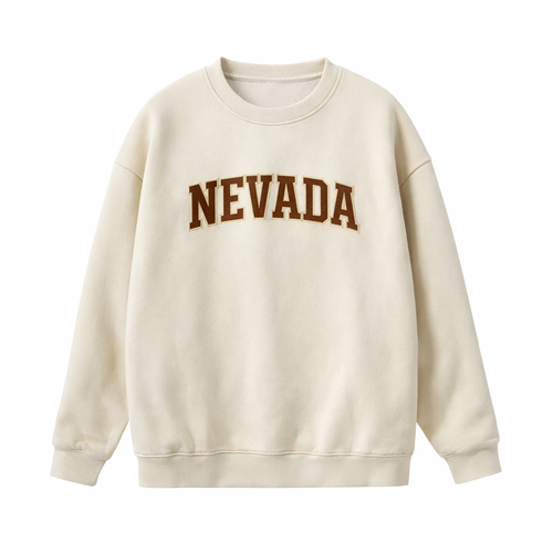 Collection 1 Nevada Essential Heavyweight Crewneck Sweatshirt - Cream front