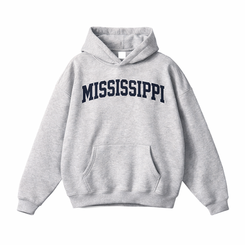 Collection 1 Mississippi Oversize Fleeced Hoodie - Flower Gray front