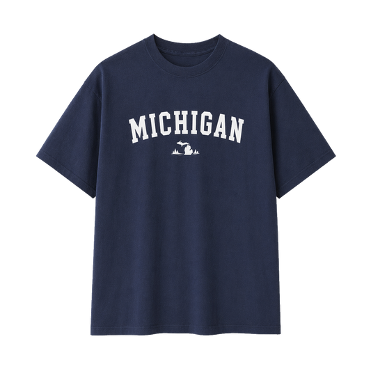Collection 9 Michigan Essential Cotton T-Shirt - Navy Blue front