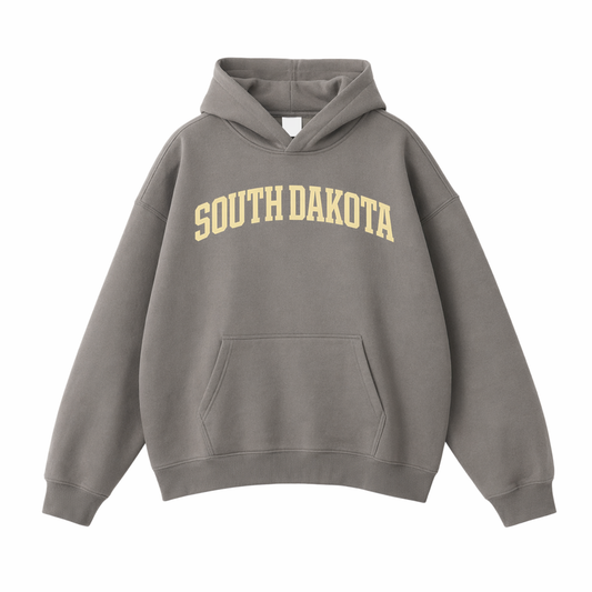 Collection 1 South Dakota Oversize Fleeced Hoodie - Gray Coffee front