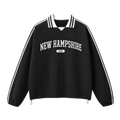 Collection 4 New Hampshire Contrast Striped Lapel Collar Sweatshirt - Black front