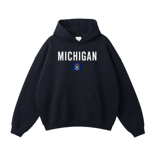 Collection 7 Michigan Oversize Fleeced Hoodie - Black front