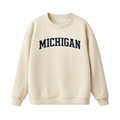 Collection 1 Michigan Essential Heavyweight Crewneck Sweatshirt - Cream front