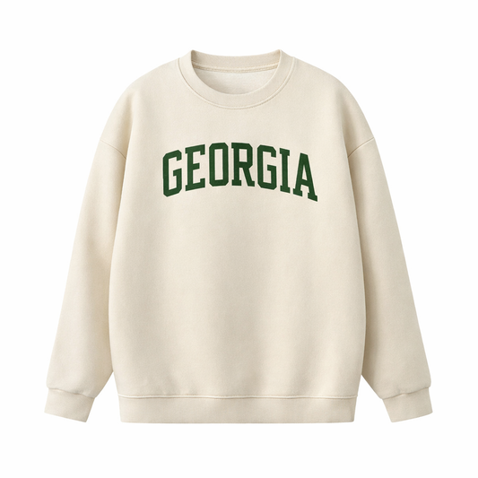 Collection 1 Georgia Essential Heavyweight Crewneck Sweatshirt - Cream front